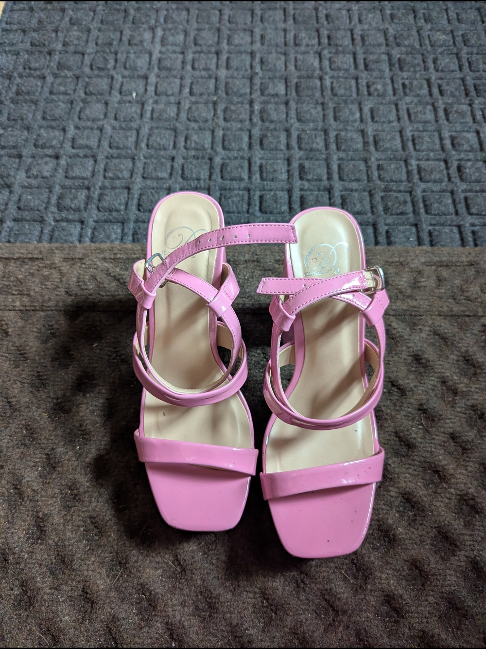 Pink Strappy Women's Block Heel Sandals
